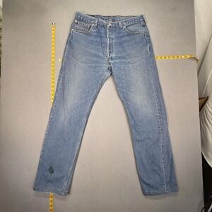 Vintage Levis 501 Jeans Mens Straight Altered Hem 90s USA Stain Fits 32x32